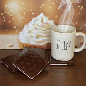 Ice Cream Sandwich Coaster Set – Platform Coasters – Brown & White – Handmade